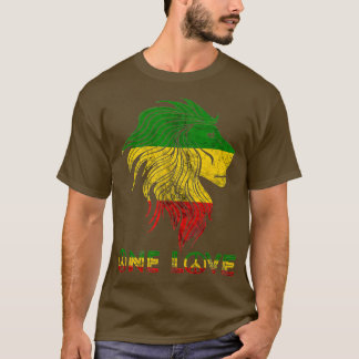 One Love Rasta Reggae Lion Judah Rastafari Root T-shirt