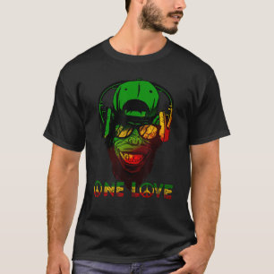 One Love Rasta Reggae Monkey Hippie Rastafarian Go T-shirt