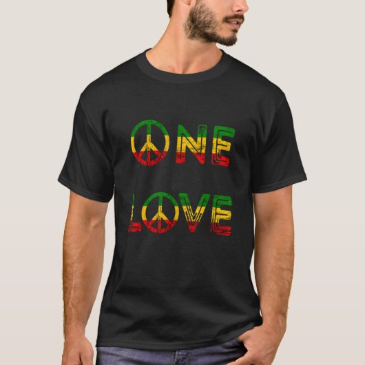 One Love Rasta Reggae Music Hippie Peace Rastafari T-shirt (Voorkant)