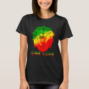 One Love Rasta Reggae Rastafarian Lion of Judah Ja T-shirt