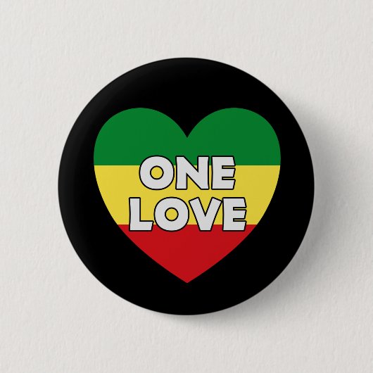 One Love Rasta Reggae Ronde Button 5,7 Cm (Voorkant)