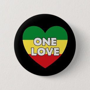 One Love Rasta Reggae Ronde Button 5,7 Cm