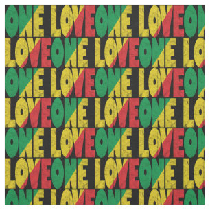 One Love Rasta Reggae Typografische Print Stof