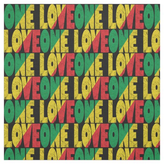 One Love Rasta Reggae Typografische Print Stof (Swatch)