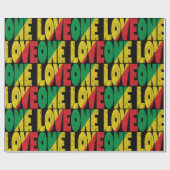 One Love Rasta Reggae Typographic Pattern Cadeaupapier (Vlak)