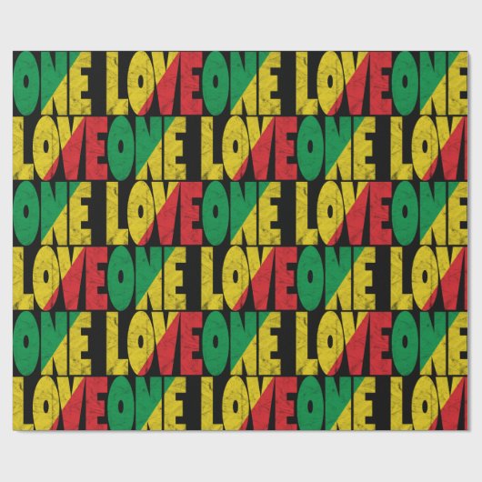 One Love Rasta Reggae Typographic Pattern Cadeaupapier (Vlak)