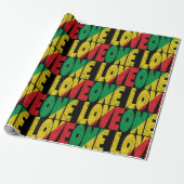 One Love Rasta Reggae Typographic Pattern Cadeaupapier (Uitgerold)