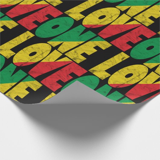 One Love Rasta Reggae Typographic Pattern Cadeaupapier (Hoek)