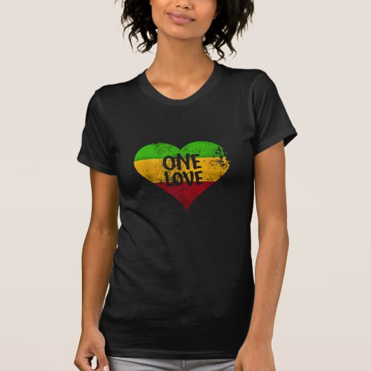 One Love Rastafari T-shirt Jamaica Retro G (Voorkant)