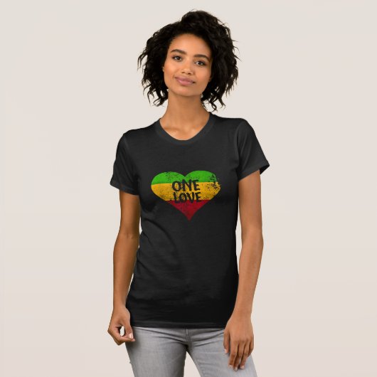 One Love Rastafari T-shirt Jamaica Retro  G (Voorkant volledig)