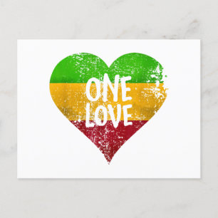 One Love Rastafari T-shirt Jamaica Retro G Feestdagenkaart