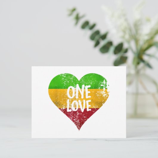 One Love Rastafari T-shirt Jamaica Retro  G Feestdagenkaart (Staand voorkant)