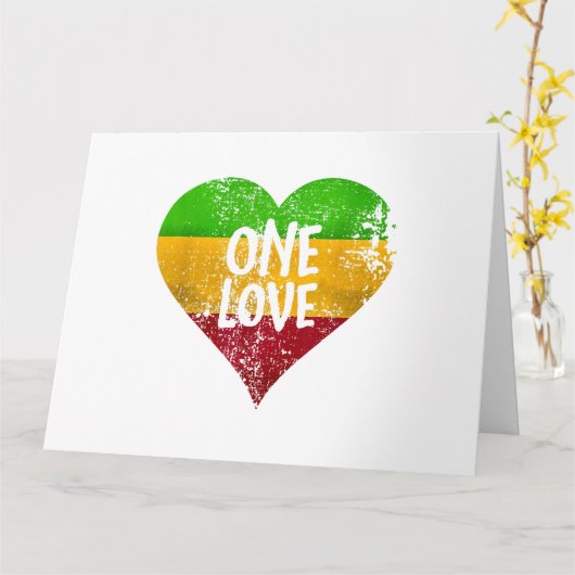 One Love Rastafari T-shirt Jamaica Retro  G Kaart (Gele Bloem)