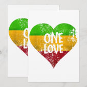 One Love Rastafari T-shirt Jamaica Retro  G Kaart (Voorkant / Achterkant)