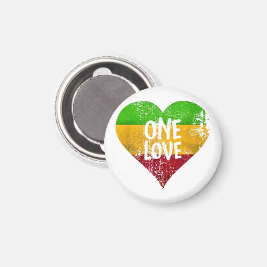 One Love Rastafari T-shirt Jamaica Retro G Magneet (Voorkant / Achterkant)