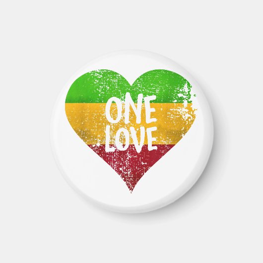 One Love Rastafari T-shirt Jamaica Retro G Magneet (Voorkant)