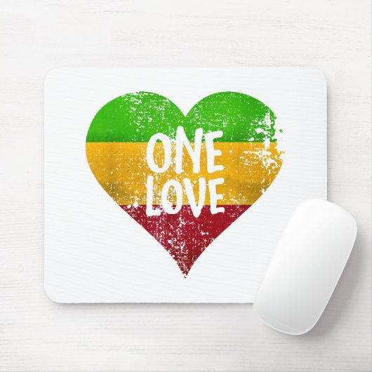 One Love Rastafari T-shirt Jamaica Retro G Muismat (Met muis)