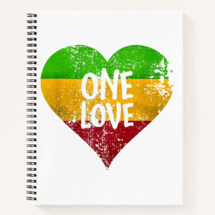 One Love Rastafari T-shirt Jamaica Retro G Notitieboek