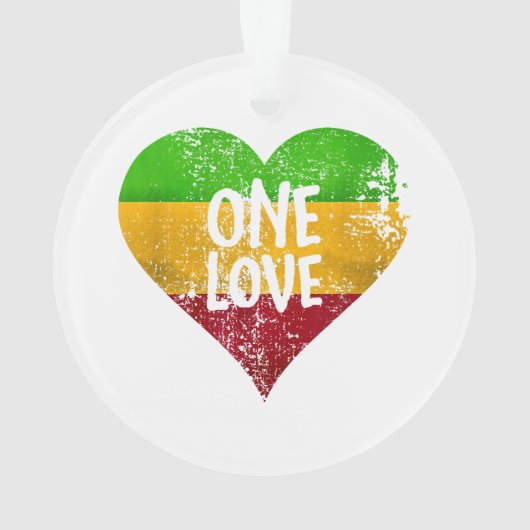 One Love Rastafari T-shirt Jamaica Retro  G Ornament (achterkant)