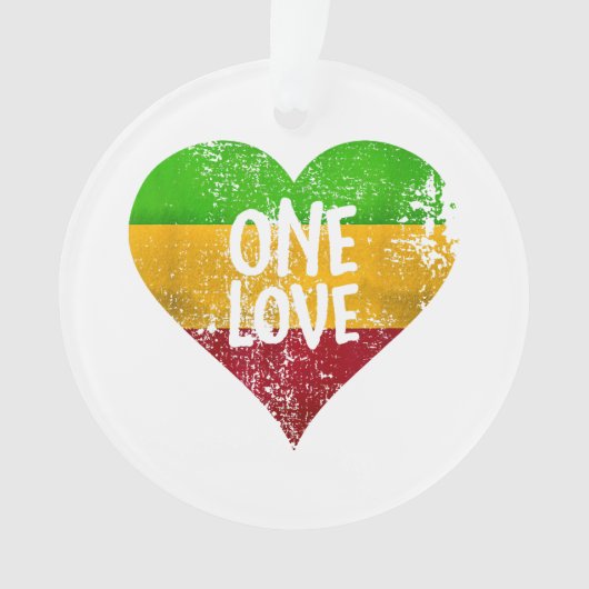 One Love Rastafari T-shirt Jamaica Retro  G Ornament (voorkant)