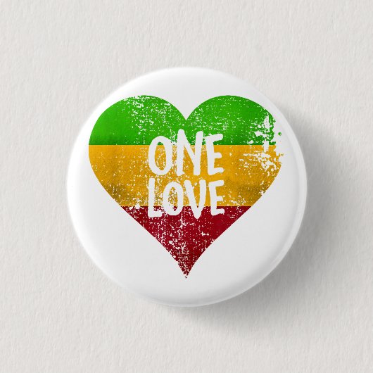 One Love Rastafari T-shirt Jamaica Retro  G Ronde Button 3,2 Cm (Voorkant)