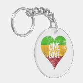 One Love Rastafari T-shirt Jamaica Retro  G Sleutelhanger (Voorkant Links)