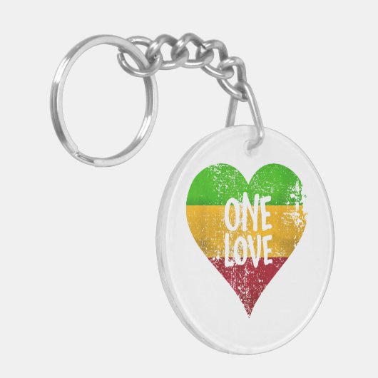 One Love Rastafari T-shirt Jamaica Retro  G Sleutelhanger (Voorkant Links)