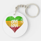 One Love Rastafari T-shirt Jamaica Retro  G Sleutelhanger (Achterkant)