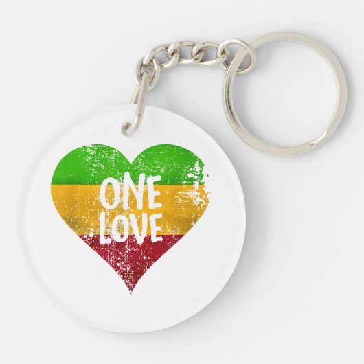One Love Rastafari T-shirt Jamaica Retro  G Sleutelhanger (Achterkant)