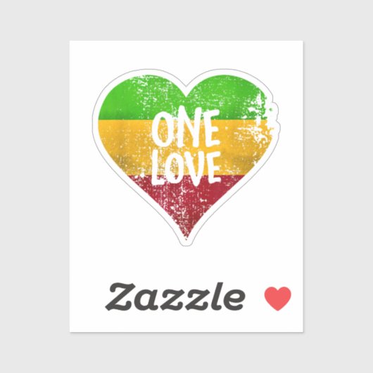 One Love Rastafari T-shirt Jamaica Retro  G Sticker (Vel)