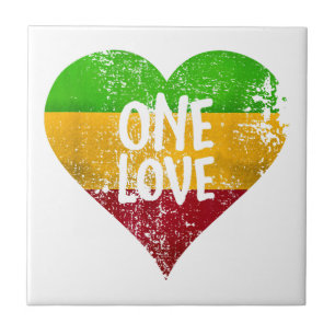One Love Rastafari T-shirt Jamaica Retro  G Tegeltje
