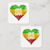 One Love Rastafari T-shirt Jamaica Retro  G Vierkante Visitekaartje (Voorkant / Achterkant)