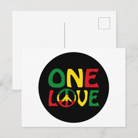 One Love, Reggae Design Briefkaart (Voorkant / Achterkant)