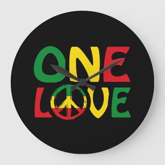 One Love, Reggae Design Grote Klok (Voorkant)