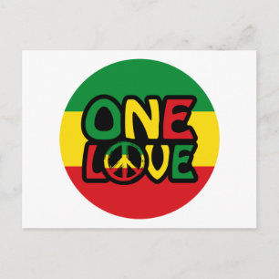 One Love, Reggae design met reggae-kleuren Briefkaart