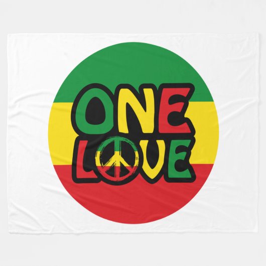 One Love, Reggae design met reggae-kleuren Fleece Deken (Voorkant (Horizontaal))