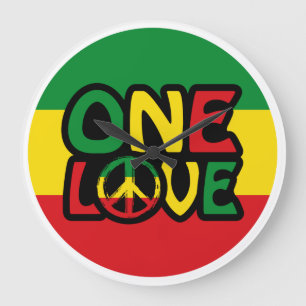 One Love, Reggae design met reggae-kleuren Grote Klok