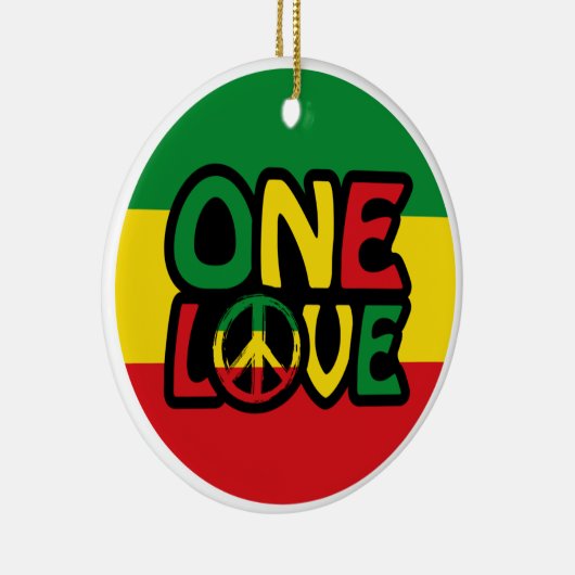 One Love, Reggae design met reggae-kleuren Keramisch Ornament (Rechts)