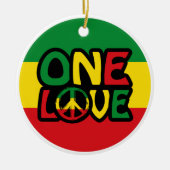 One Love, Reggae design met reggae-kleuren Keramisch Ornament (Voorkant)
