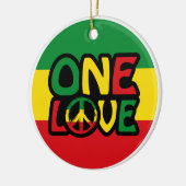 One Love, Reggae design met reggae-kleuren Keramisch Ornament (Links)