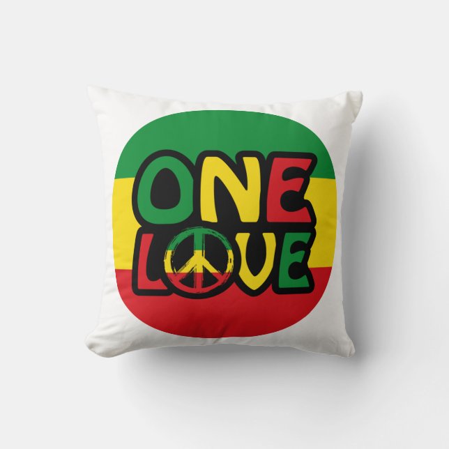 One Love, Reggae design met reggae-kleuren Kussen (Voorkant)