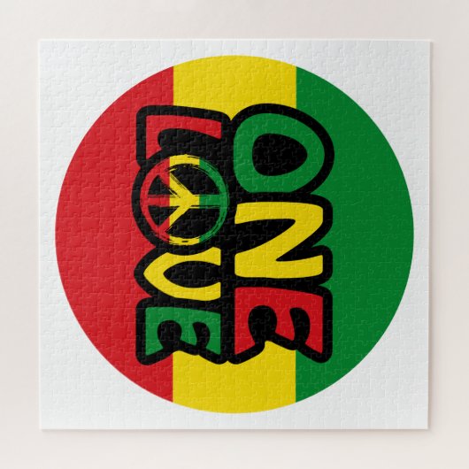 One Love, Reggae design met reggae-kleuren Legpuzzel (Horizontaal)