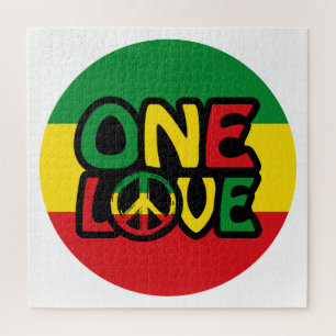 One Love, Reggae design met reggae-kleuren Legpuzzel