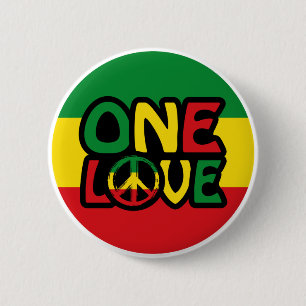 One Love, Reggae design met reggae-kleuren Ronde Button 5,7 Cm