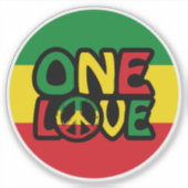 One Love, Reggae design met reggae-kleuren Sticker (Voorkant)