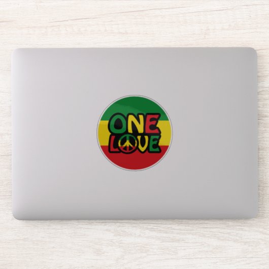 One Love, Reggae design met reggae-kleuren Sticker (Computer)
