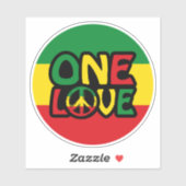 One Love, Reggae design met reggae-kleuren Sticker (Vel)