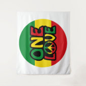 One Love, Reggae design met reggae-kleuren Wandkleed (Voorkant)