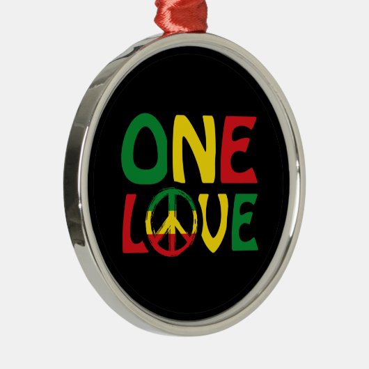 One Love, Reggae Design Metalen Ornament (Rechts)