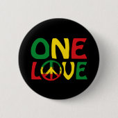 One Love, Reggae Design Ronde Button 5,7 Cm (Voorkant)